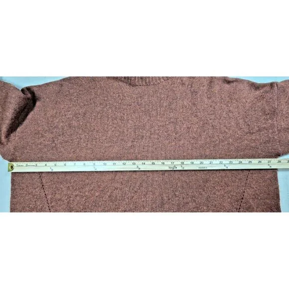 Poetry Cashmere Sweater Women’s 14 Brown Slim Funnel Neck Pullover Quiet Luxury - Picture 7 of 16